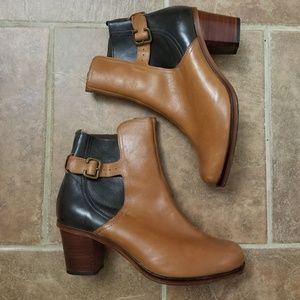 Two-Toned Heeled Leather Boots